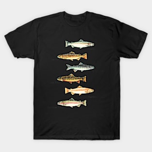Types Of Trout Fish Species Collection Fishing T-Shirt